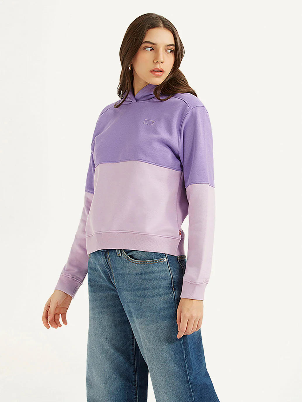 Women's Colorblock Lavender Hooded Sweatshirt - Image 5