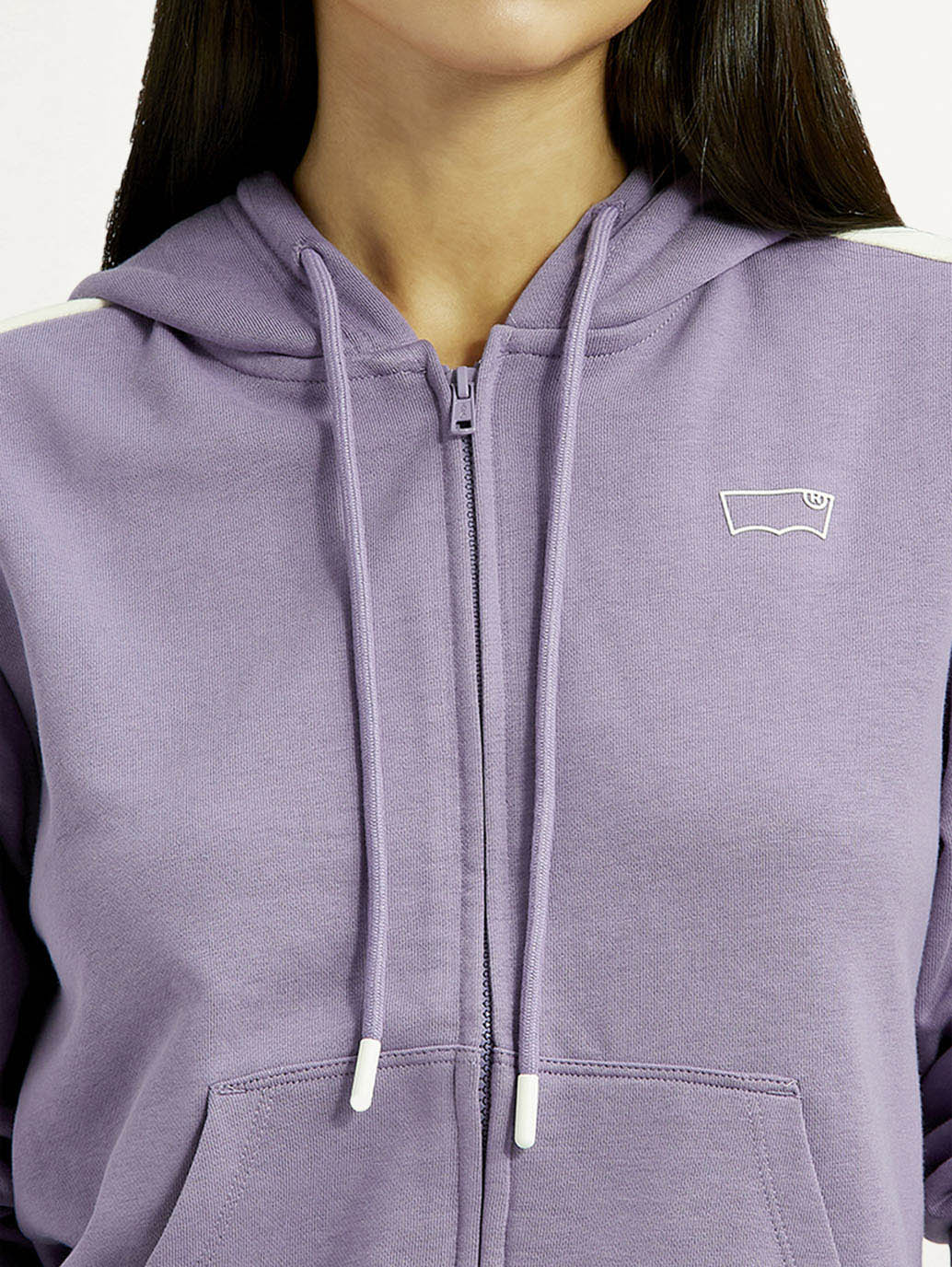 Women's Colorblock Lavender Hooded Sweatshirt - Image 4