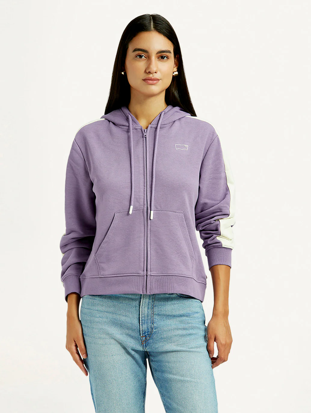 Women's Colorblock Lavender Hooded Sweatshirt - Image 5