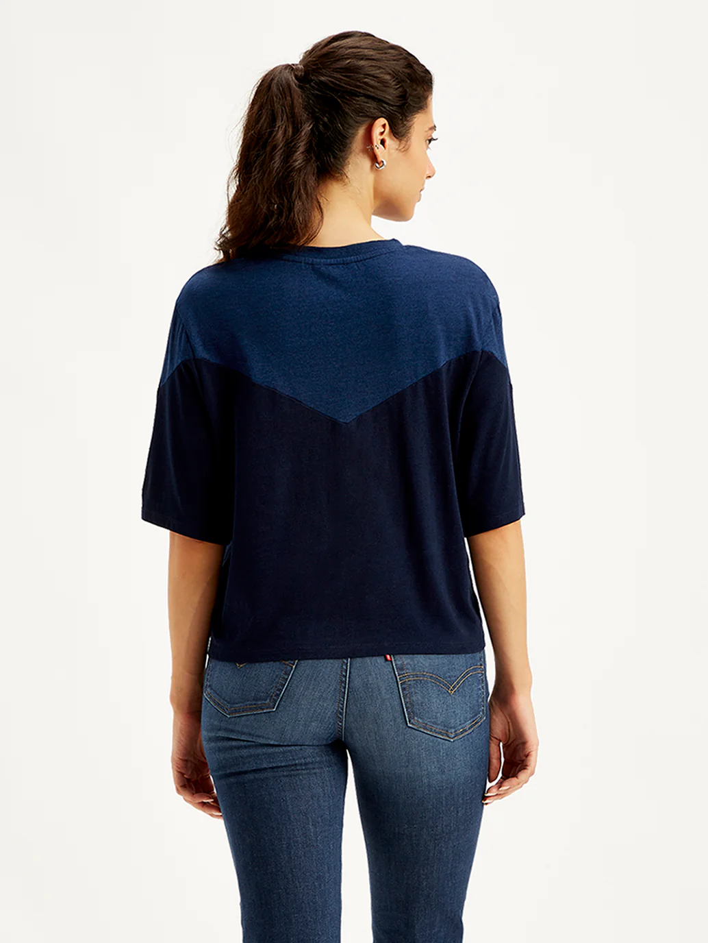 Women's Colorblock Loose Fit Crop T-Shirt - Image 3