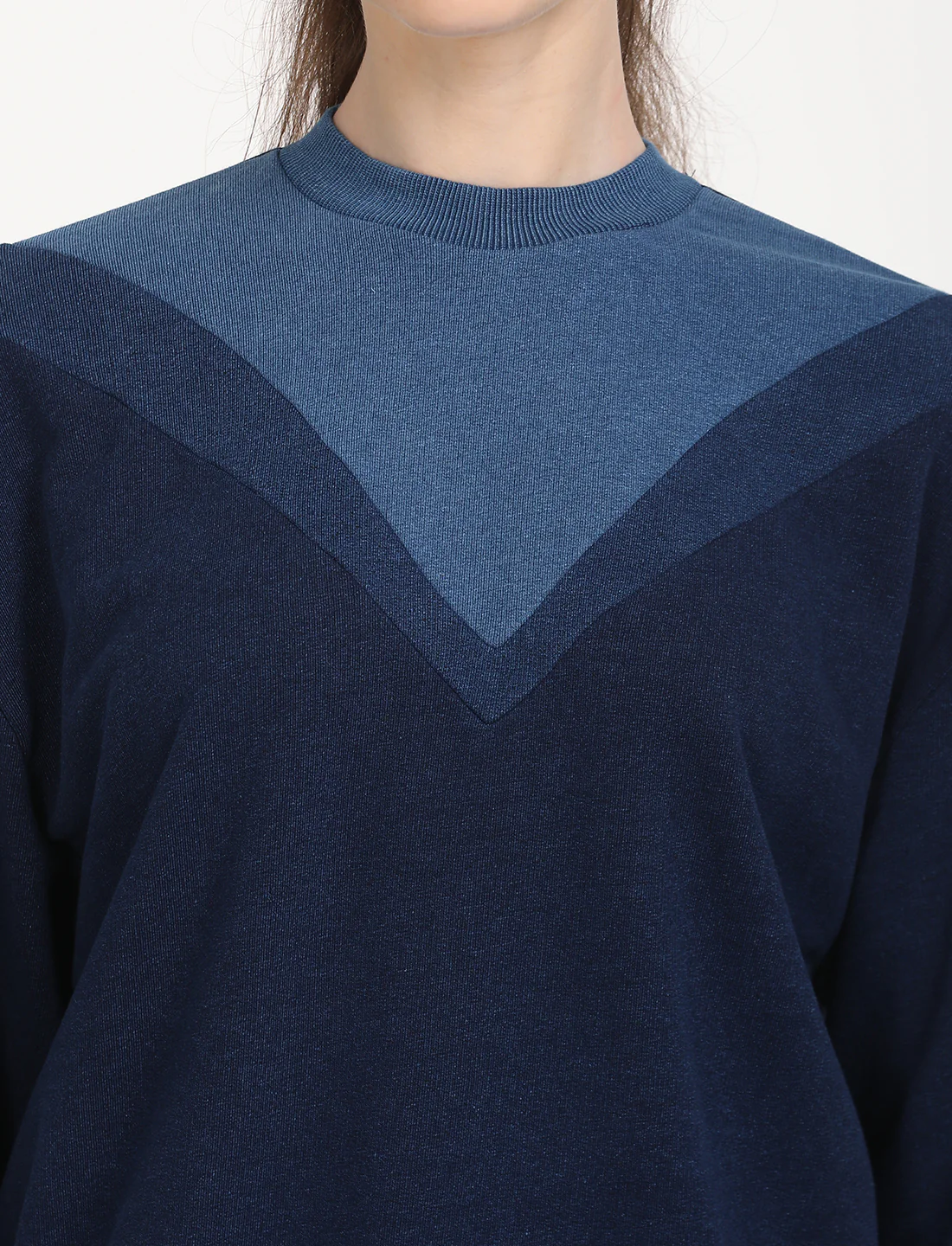 Women's Colorblock Navy Crew Neck Sweatshirt - Image 4