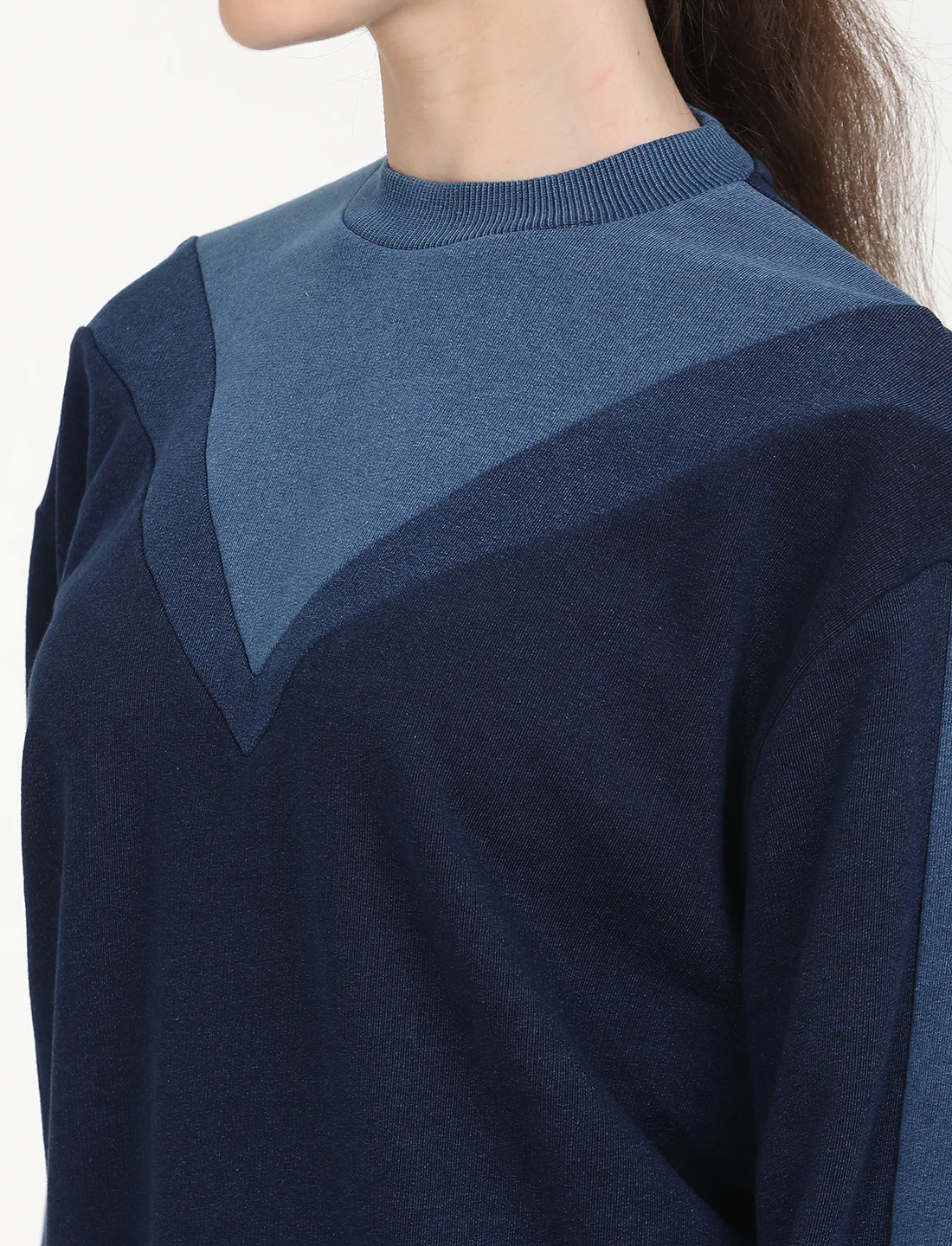 Women's Colorblock Navy Crew Neck Sweatshirt - Image 5