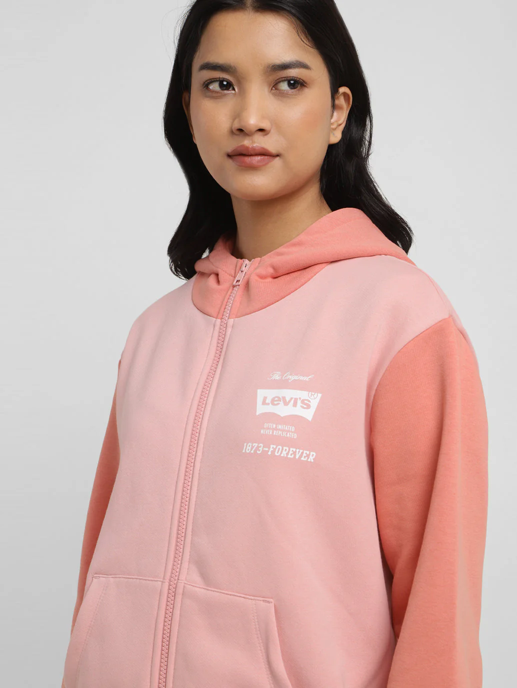 Women's Colorblock Pink Hooded Sweatshirt - Image 5