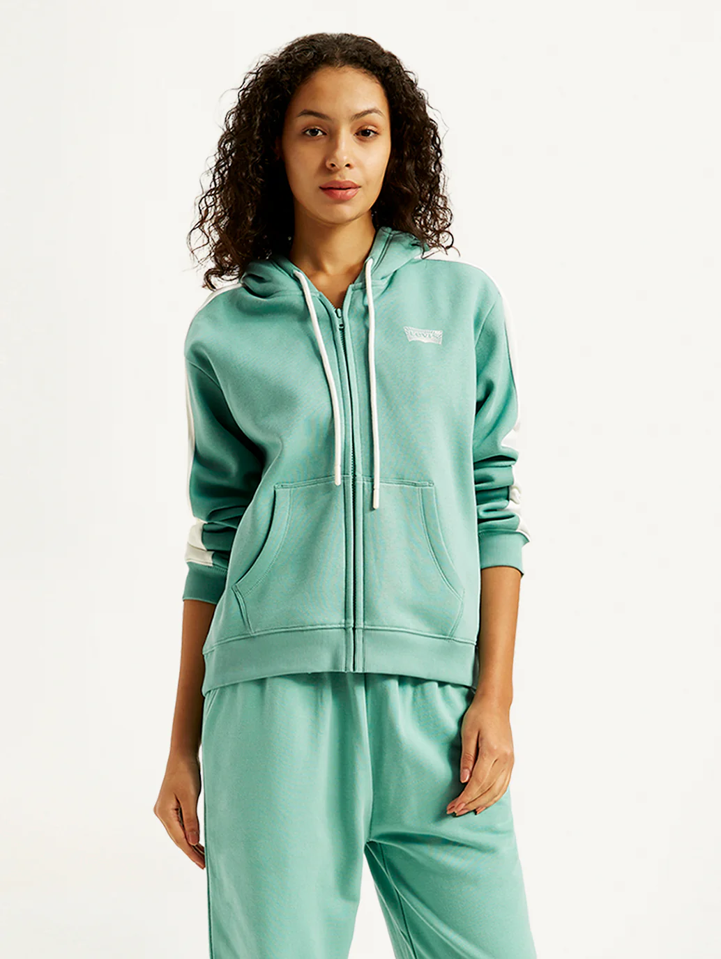 Women's Colorblock Blue Hooded Sweatshirt - Image 2