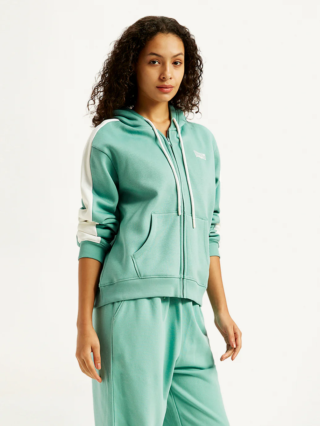 Women's Colorblock Blue Hooded Sweatshirt - Image 4