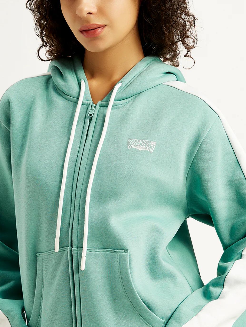 Women's Colorblock Blue Hooded Sweatshirt - Image 5