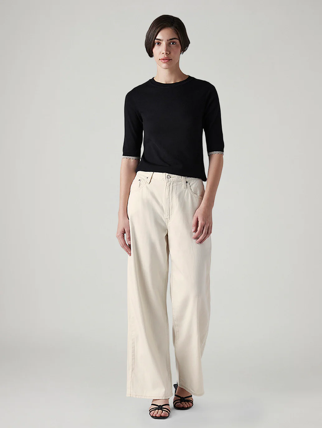 Women's Cinch Cream Wide Leg Fit High Rise Jeans - Image 2