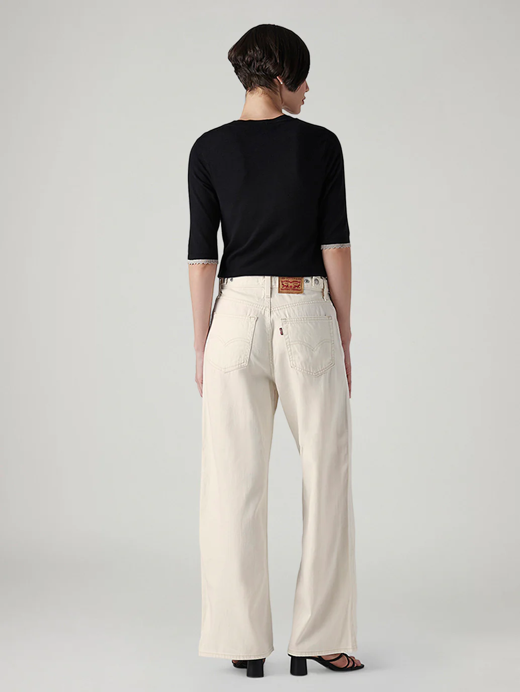 Women's Cinch Cream Wide Leg Fit High Rise Jeans - Image 4