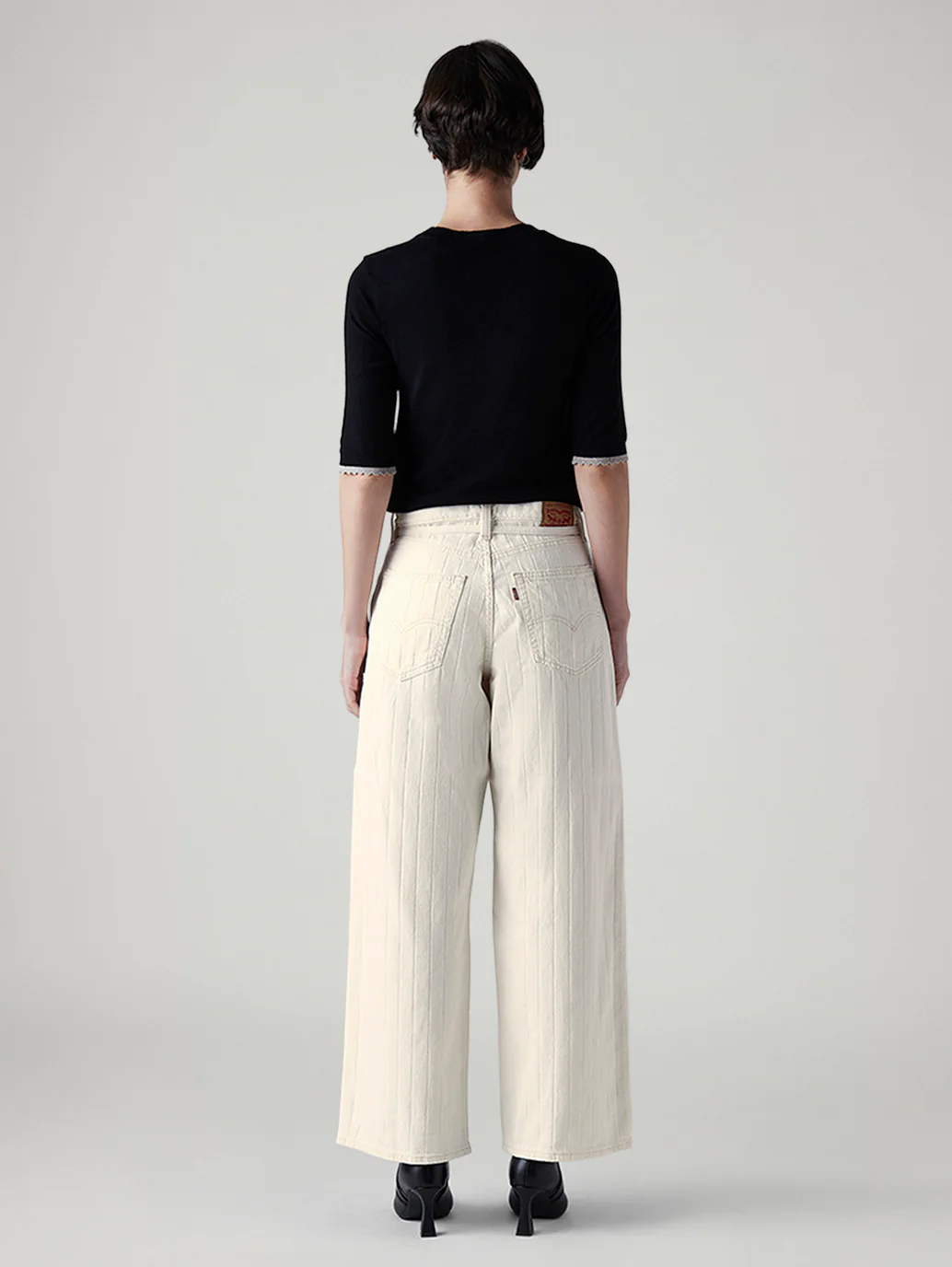 Women's Cream XL Straight Loose Fit Mid Rise Jeans - Image 4