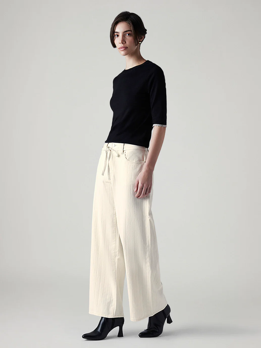 Women's Cream XL Straight Loose Fit Mid Rise Jeans - Image 6