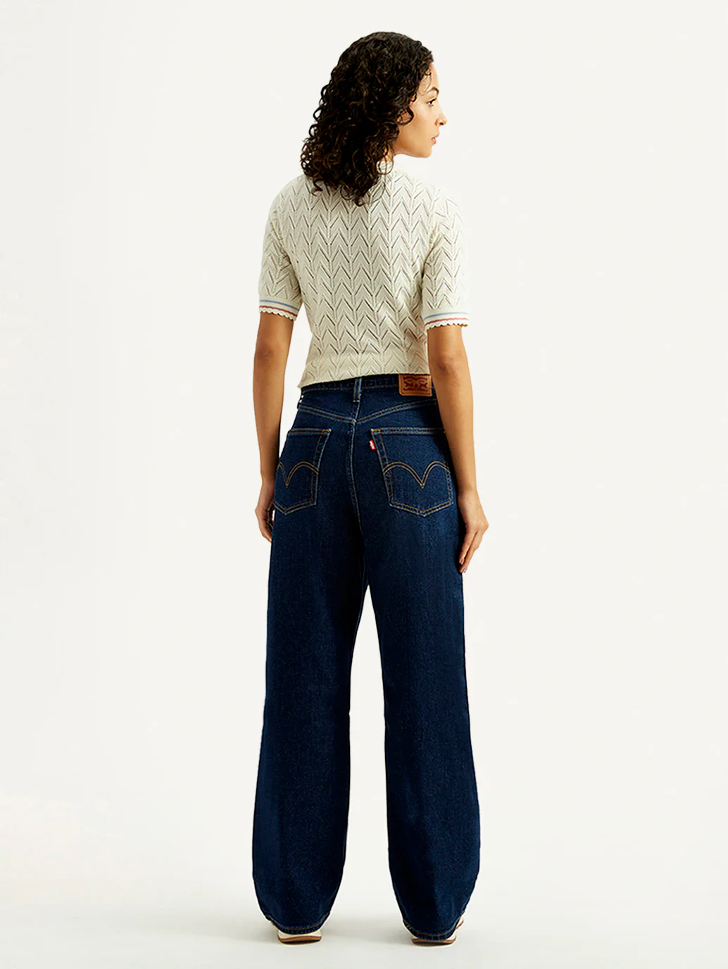 Women's Dark Blue Flared Fit Mid Rise Jeans - Image 3