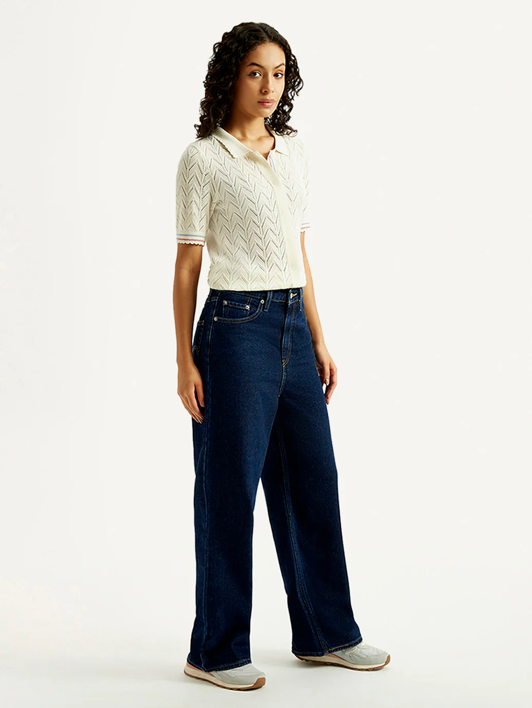 Women's Dark Blue Flared Fit Mid Rise Jeans - Image 6