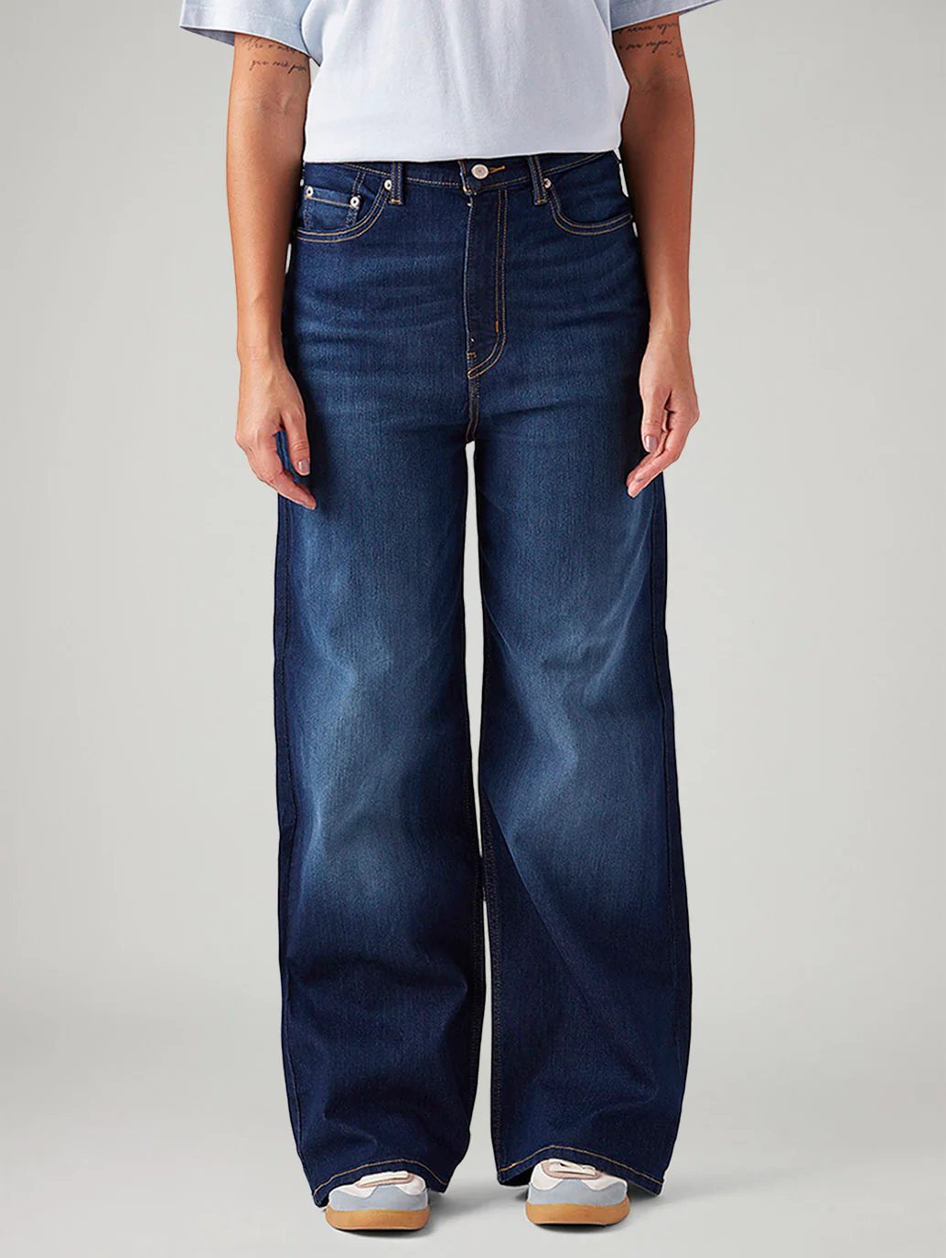 Women's Dark Blue Loose Fit High Rise Jeans - Image 3