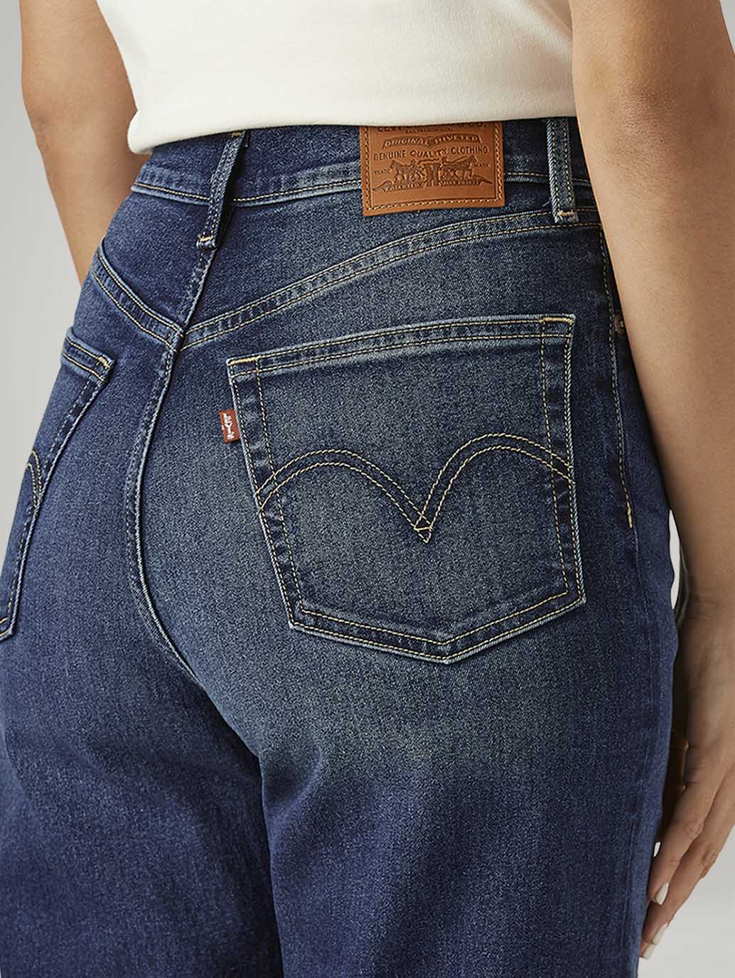 Women's Dark Blue Loose Fit High Rise Jeans - Image 6
