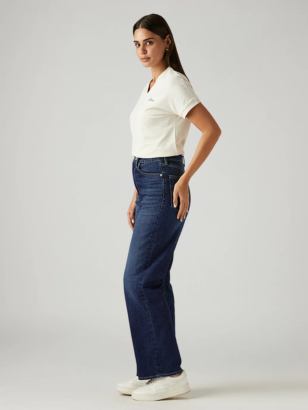 Women's Dark Blue Loose Fit High Rise Jeans - Image 7