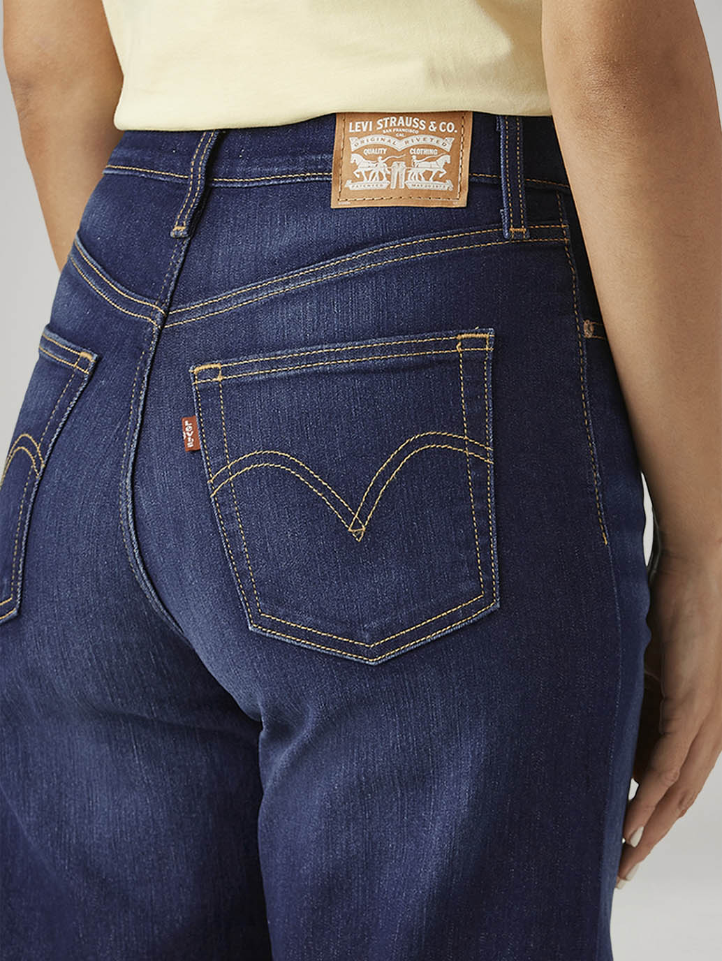 Women's Dark Blue Ribcage Wide Leg Fit High Rise Jeans - Image 5