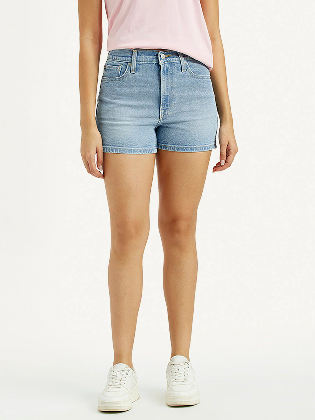 Women's Indigo Mid Rise Denim Wedgie Shorts - Image 2