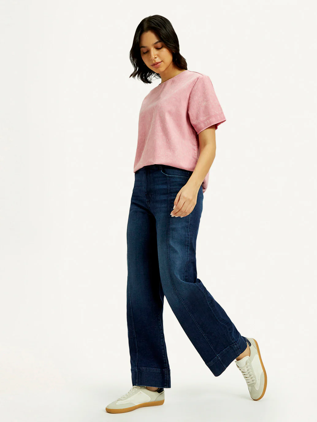 Women's Redloop Dark Indigo Mile High Wide Leg Fit High Rise Jeans - Image 6