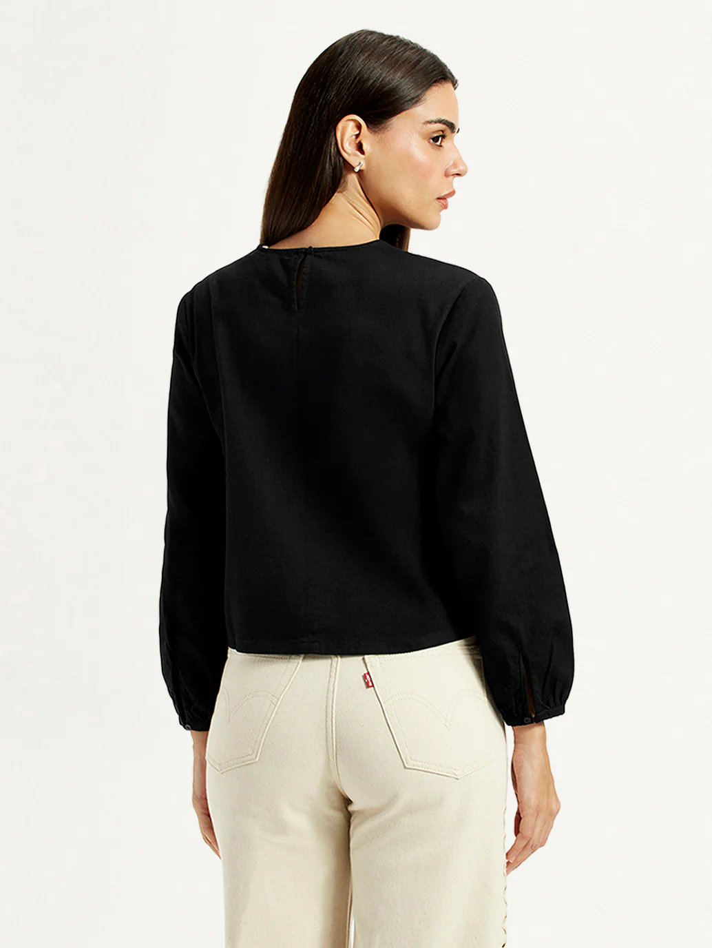 Women's Embroidered Black Round Neck Top - Image 2