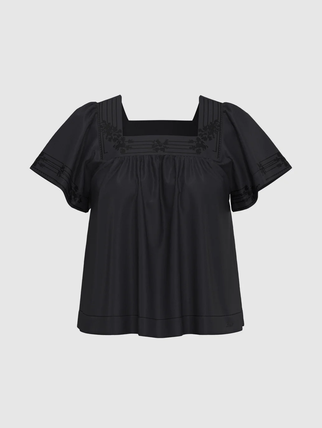 Women's Embroidered Black Square Neck Top - Image 5