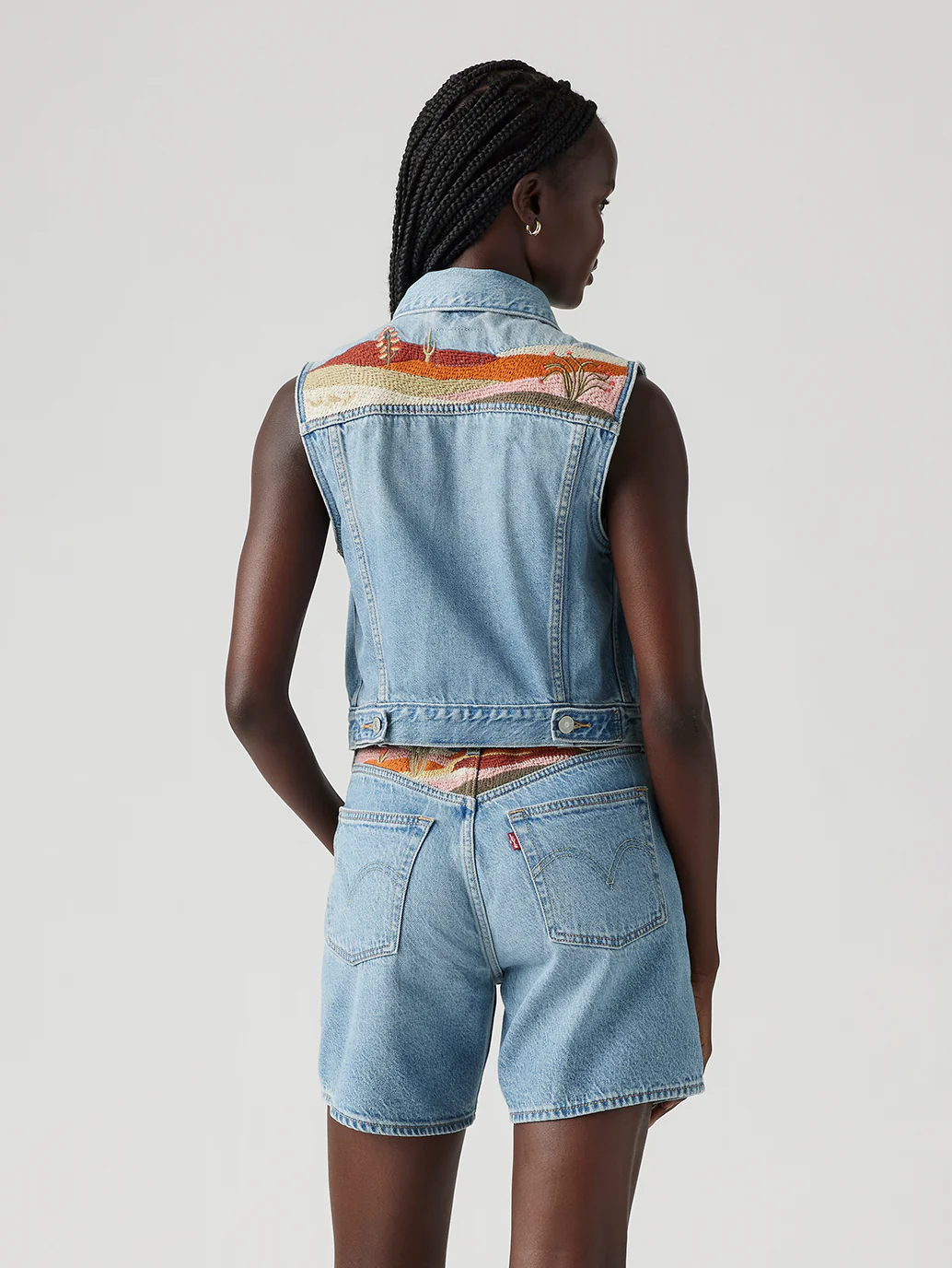 Women's Embroidered Blue Relaxed Fit Top - Image 3
