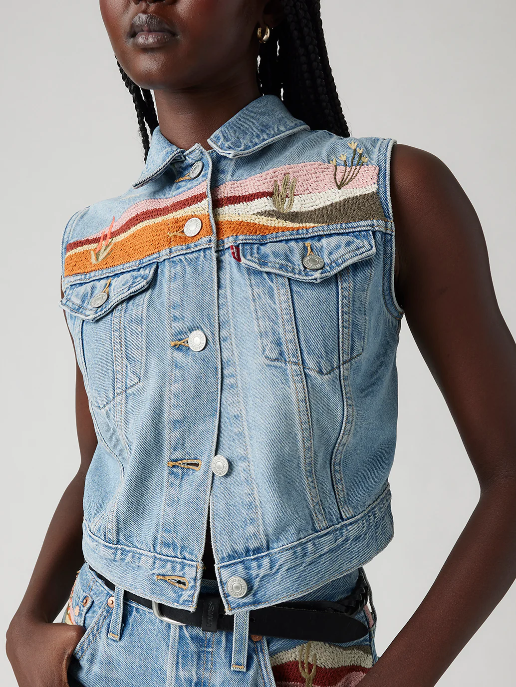 Women's Embroidered Blue Relaxed Fit Top - Image 4