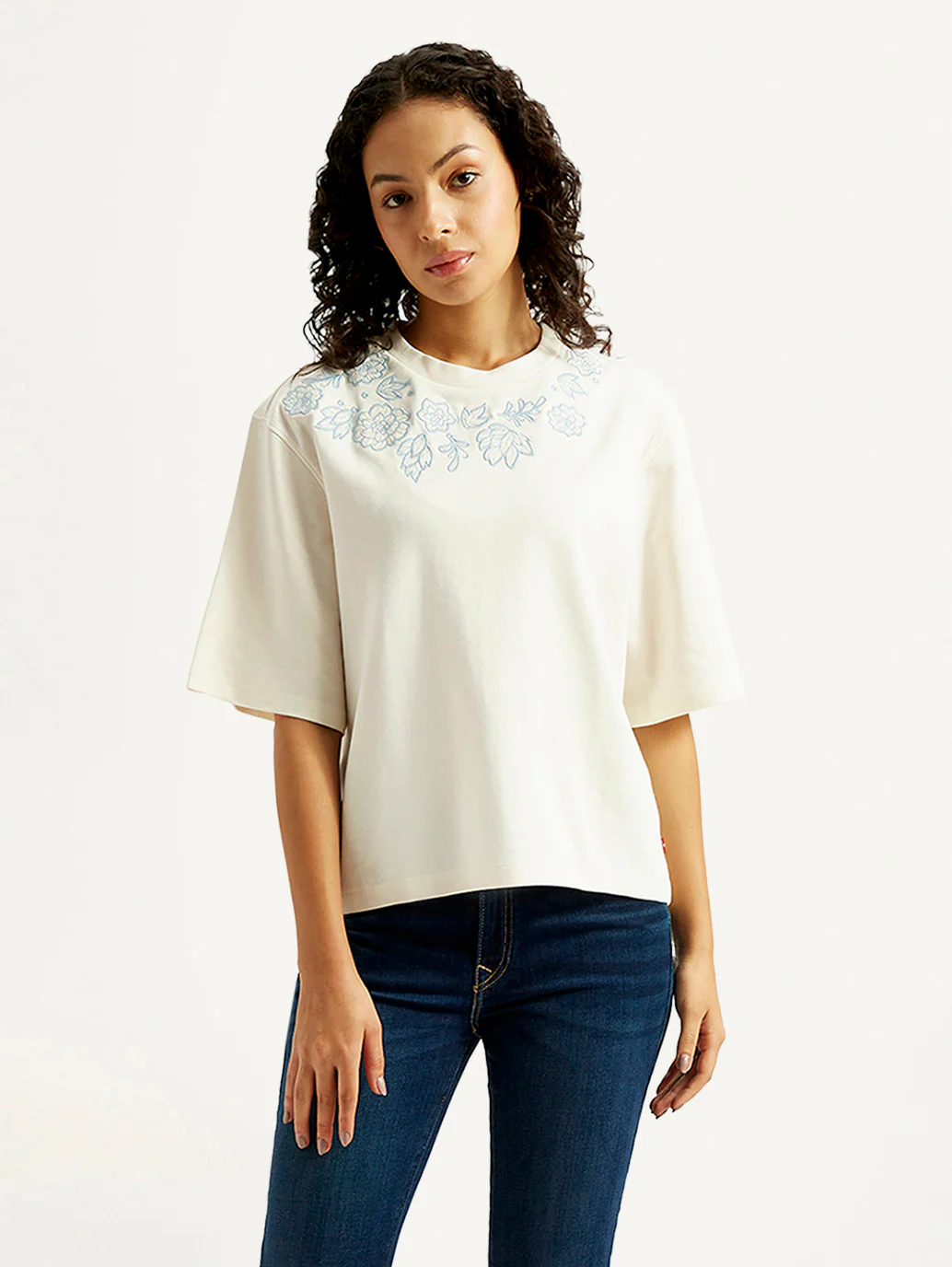 Women's Embroidered Relaxed Fit T-shirt - Image 5
