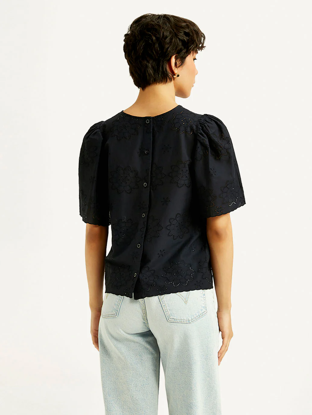 Women's Floral Black Round Neck Top - Image 3