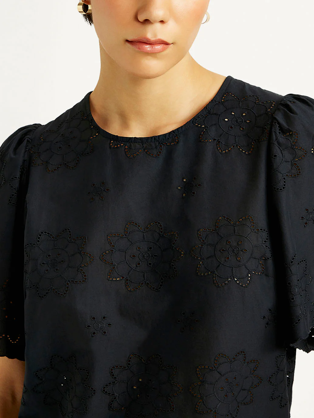 Women's Floral Black Round Neck Top - Image 4