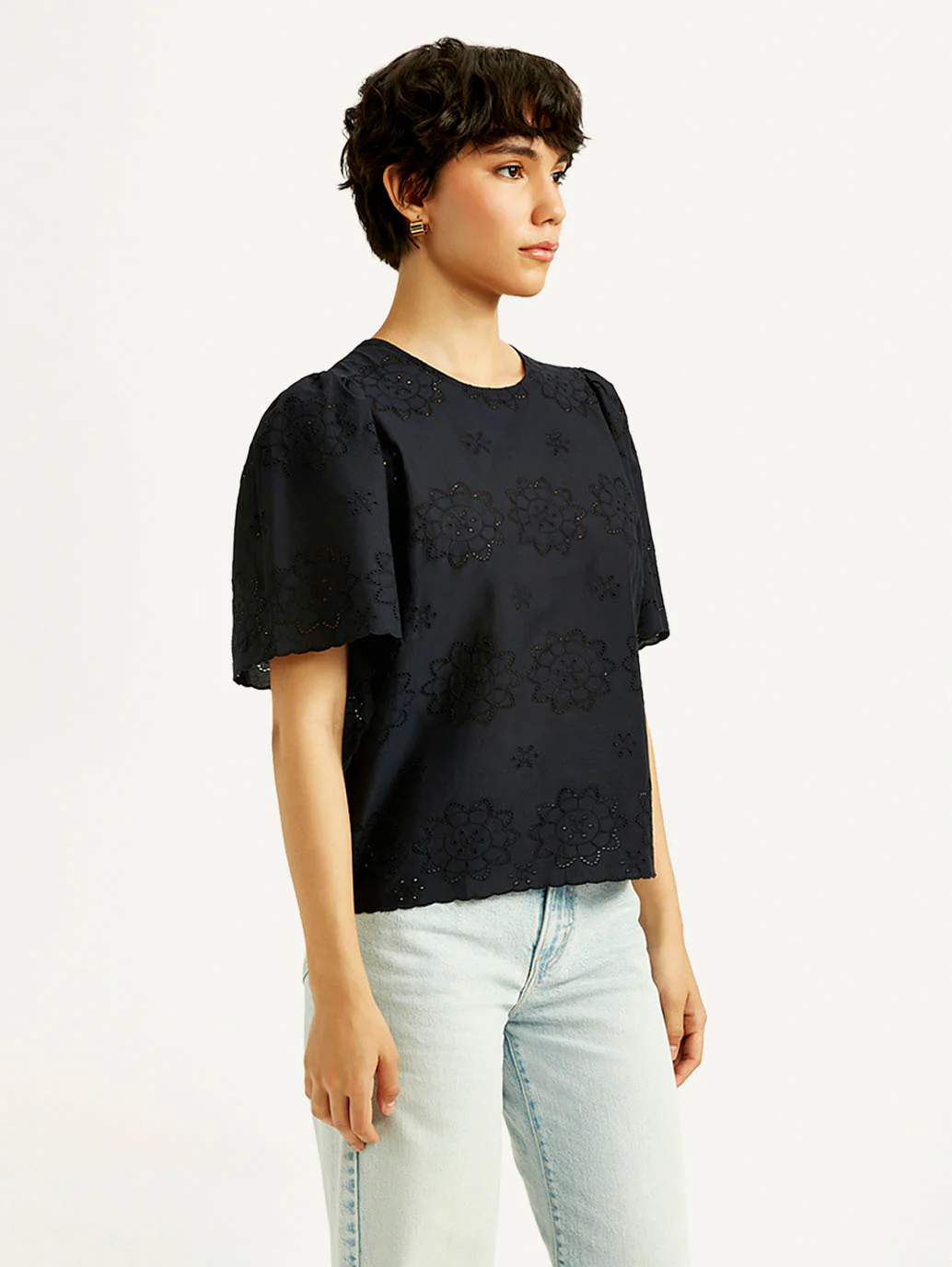Women's Floral Black Round Neck Top - Image 5