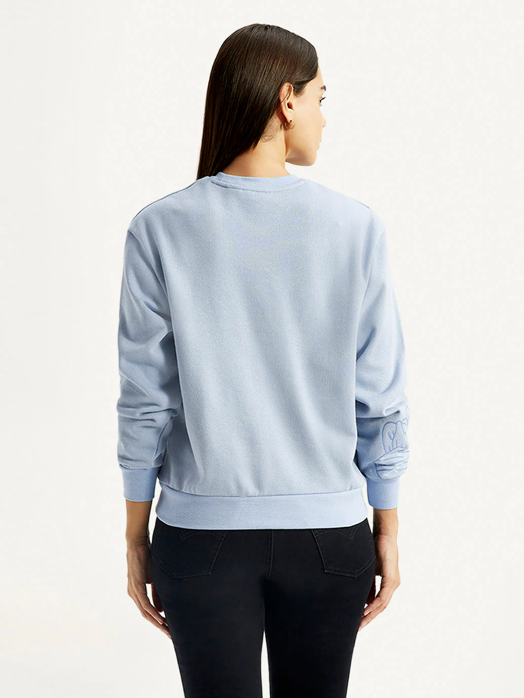 Women's Floral Blue Crew Neck Sweatshirt - Image 3