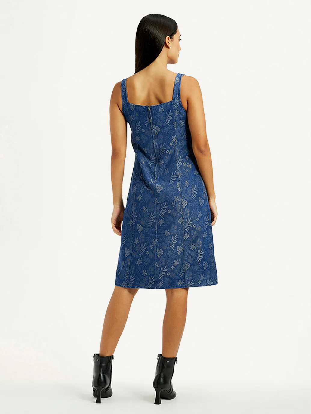 Women's Floral Blue Square Neck Dress - Image 2