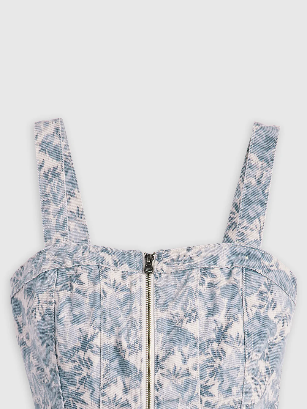 Women's Floral Blue Square Neck Corset Top - Image 5