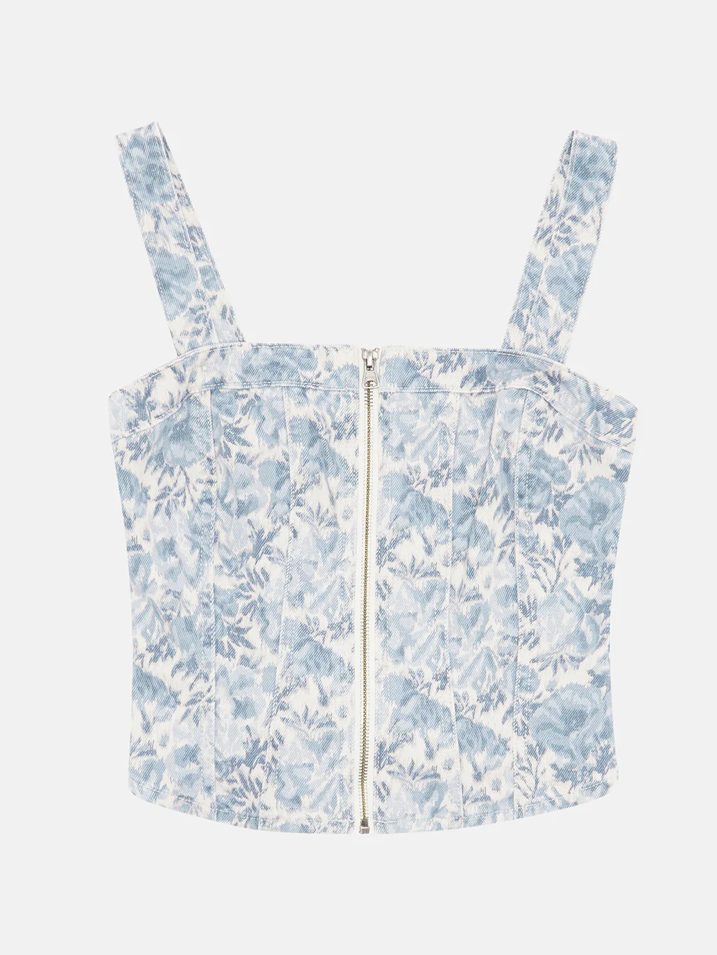 Women's Floral Blue Square Neck Corset Top - Image 6