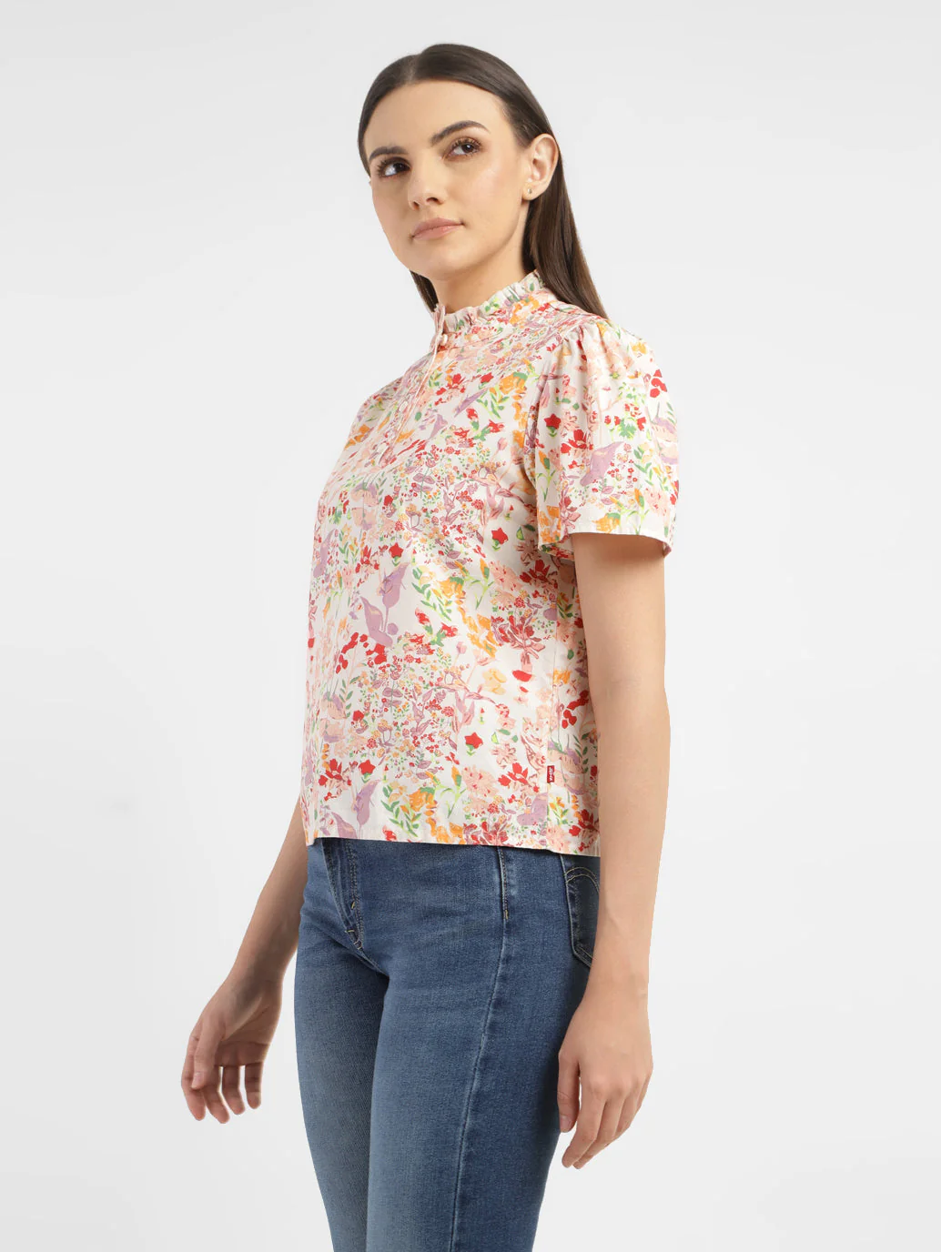 Women's Floral Print Band Neck Top - Image 4