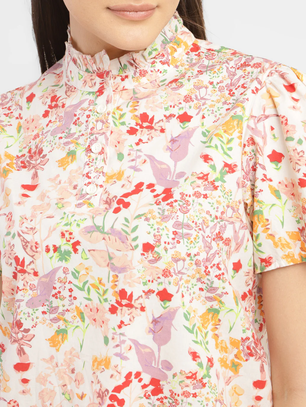 Women's Floral Print Band Neck Top - Image 5