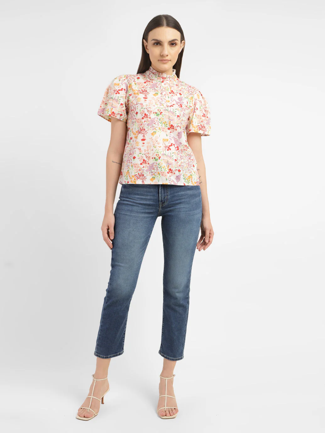 Women's Floral Print Band Neck Top - Image 6