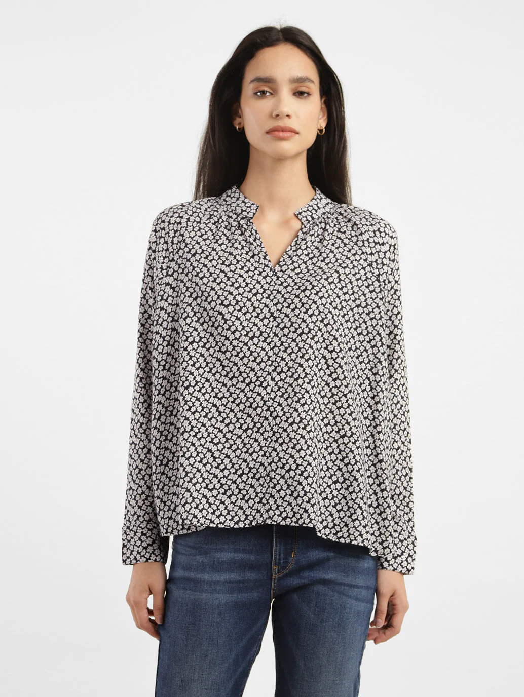 Women's Floral Band Neck Top
