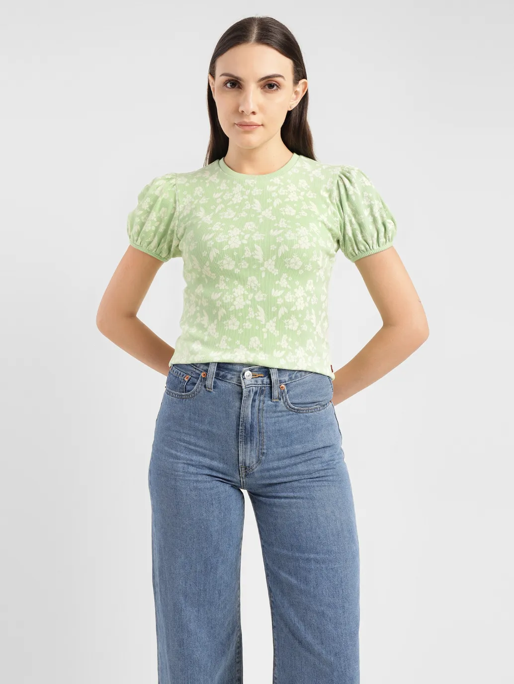 Women's Floral Green Crew Neck Top - Image 6