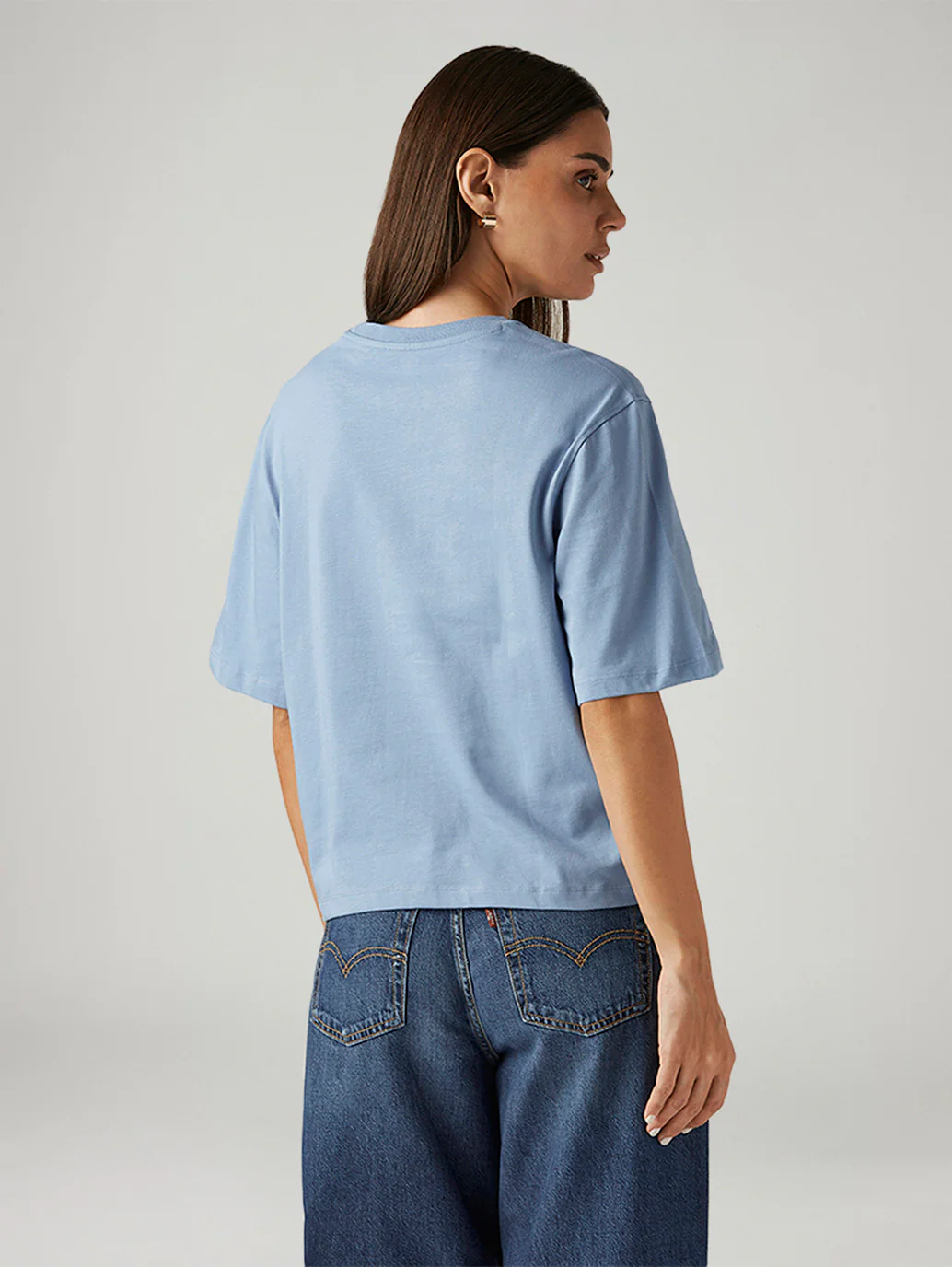 Women's Floral Light Blue Relaxed Fit T-shirt - Image 2
