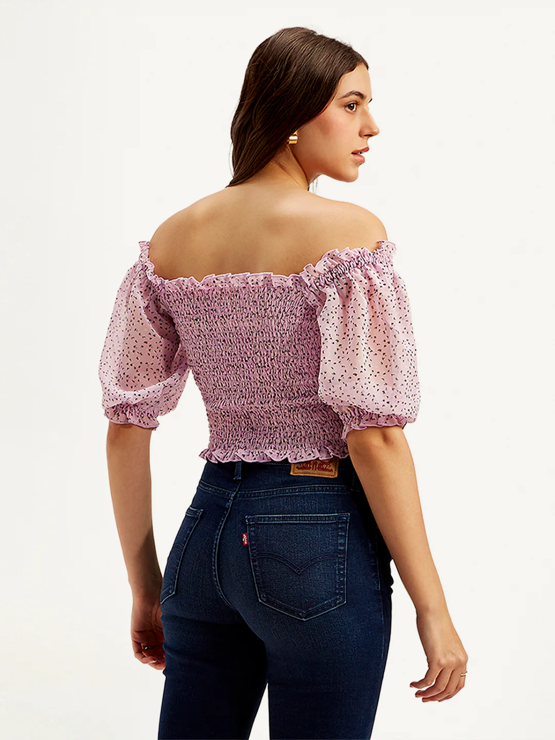 Women's Floral Light-Pink Off Shoulder Top - Image 2