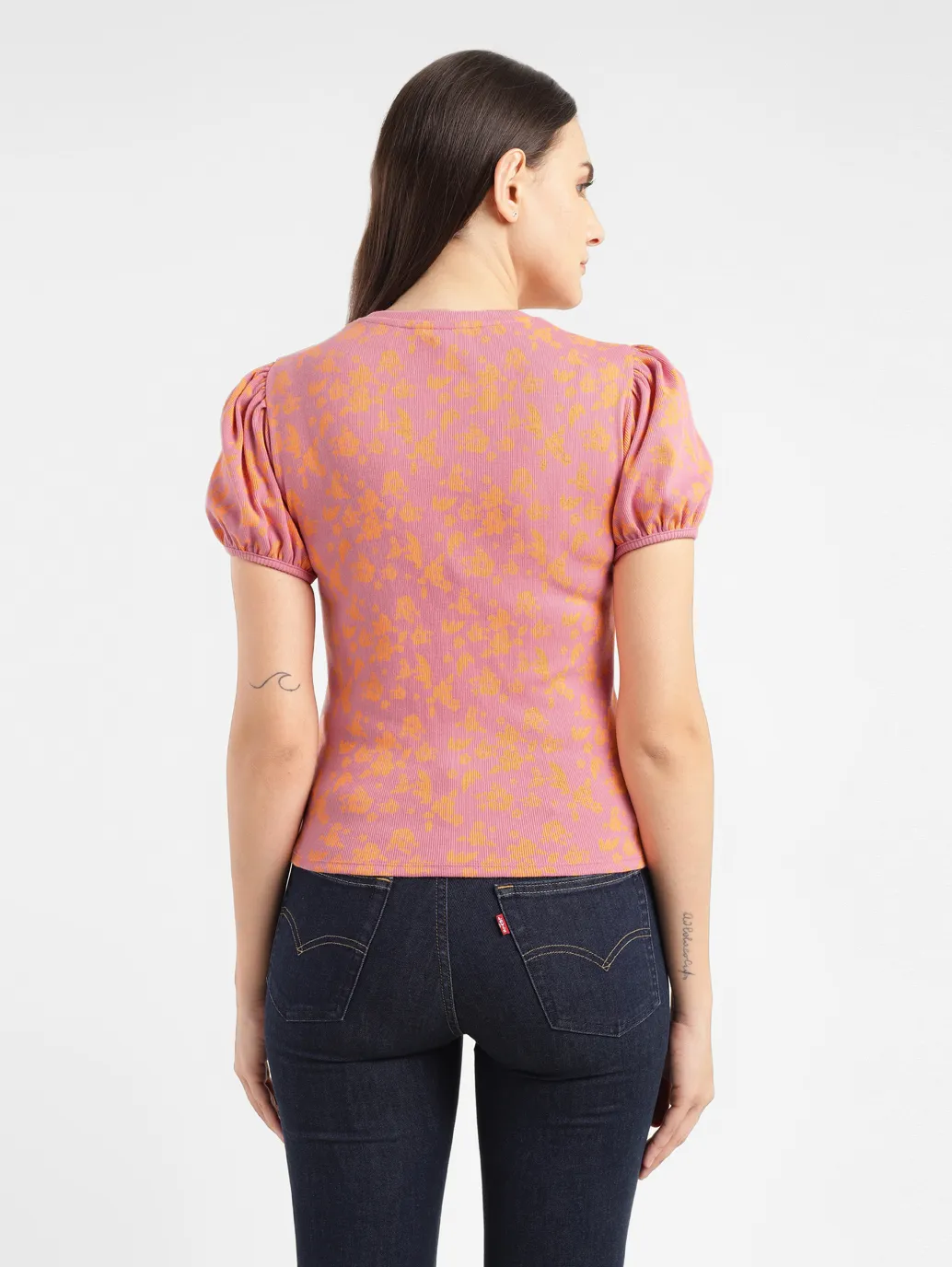 Women's Floral Pink Crew Neck Top - Image 3