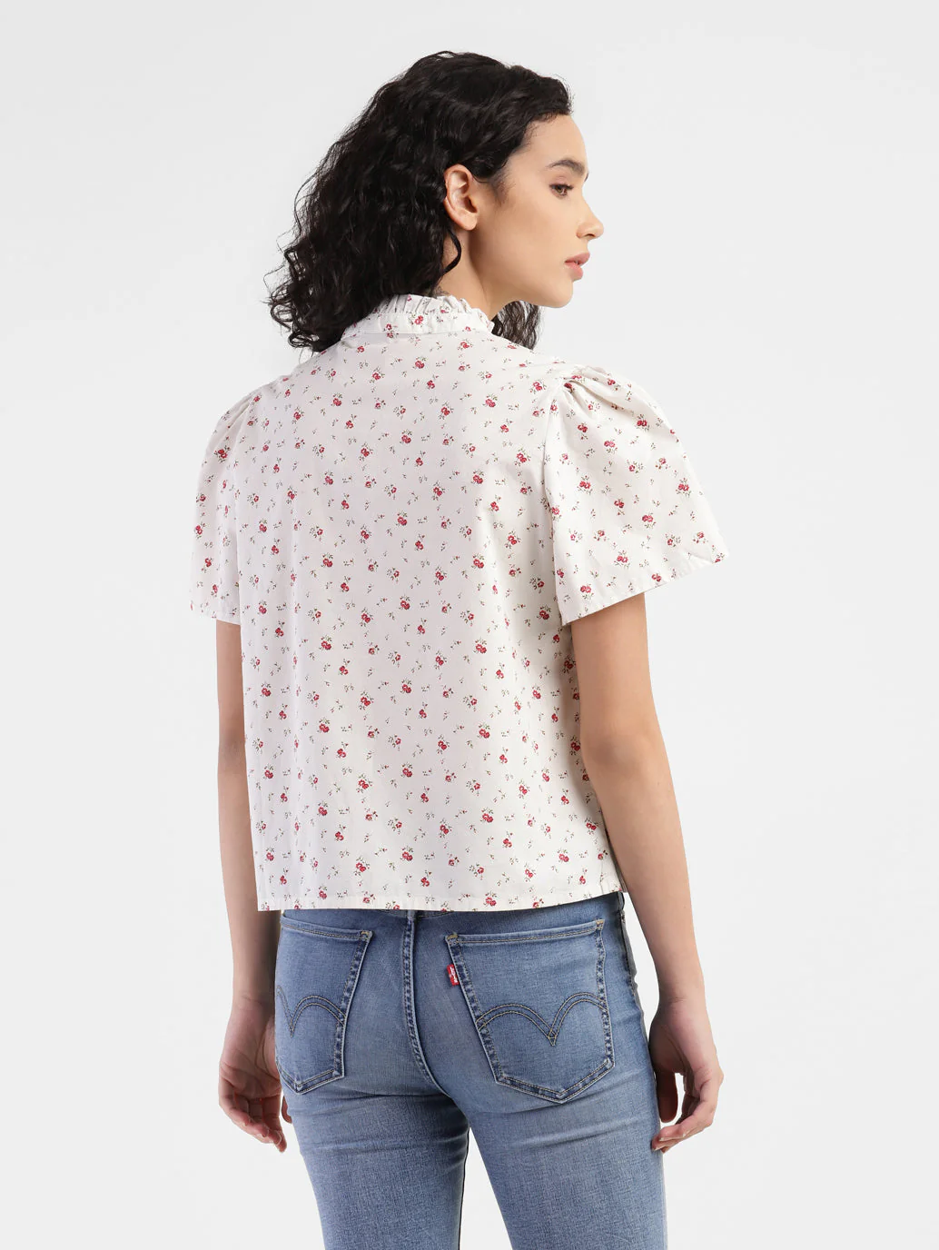 Women's Floral Print Band Neck Top - Image 3