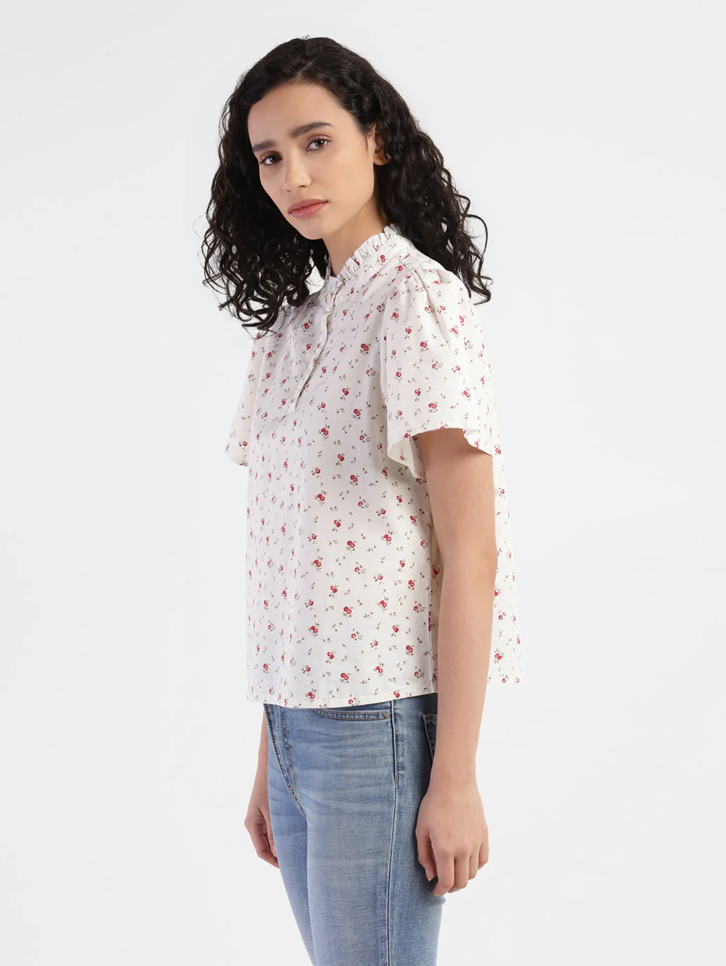 Women's Floral Print Band Neck Top - Image 4