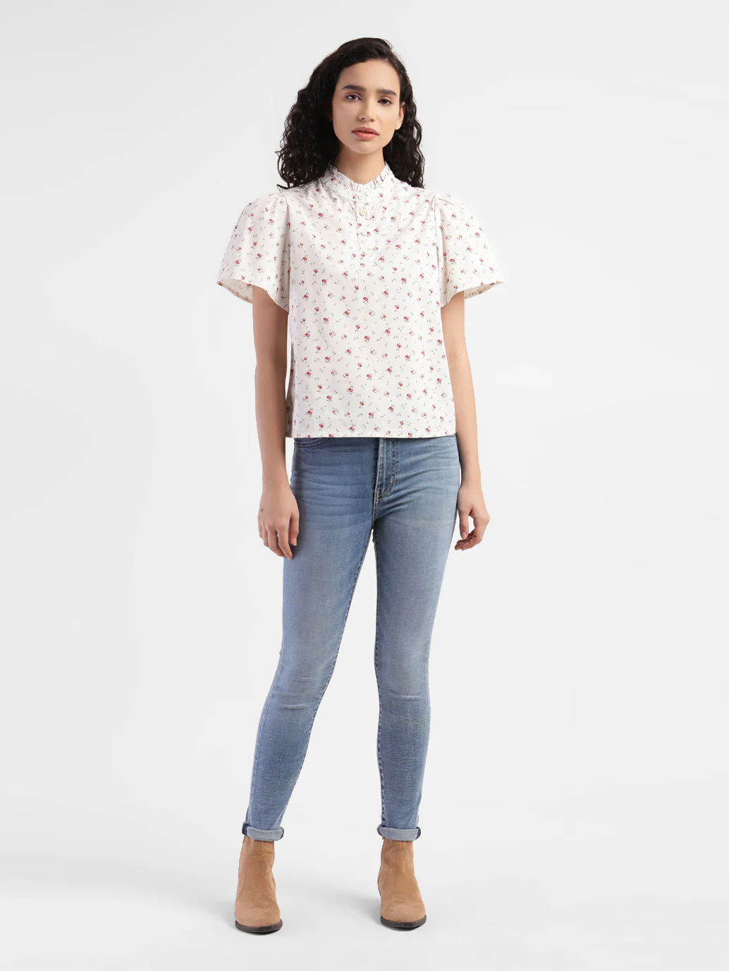 Women's Floral Print Band Neck Top - Image 5