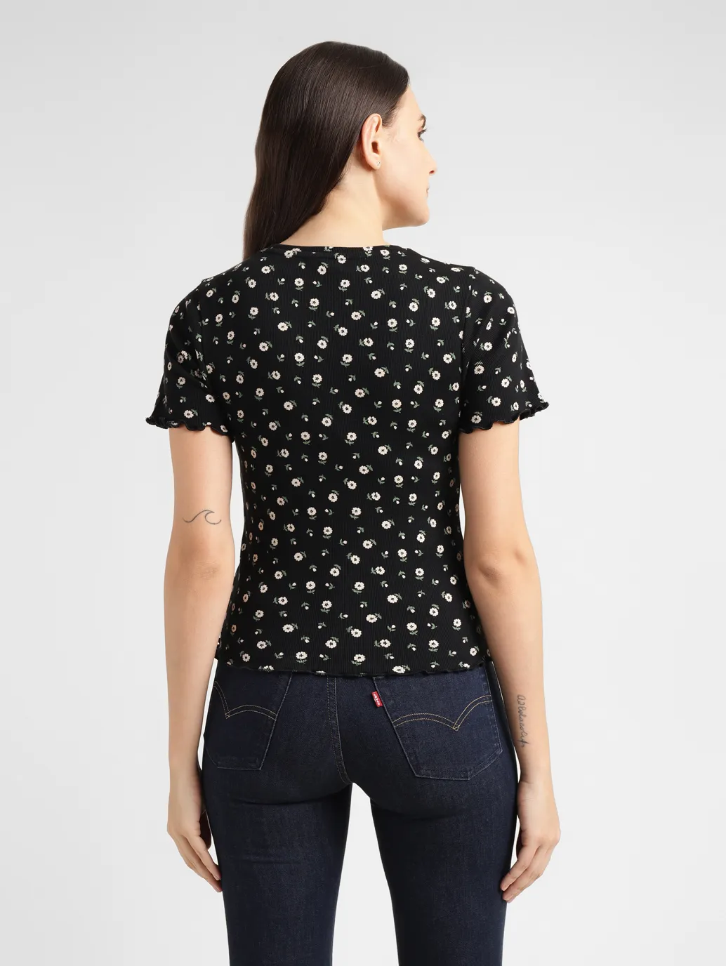Women's Floral Print Crew Neck Top - Image 3