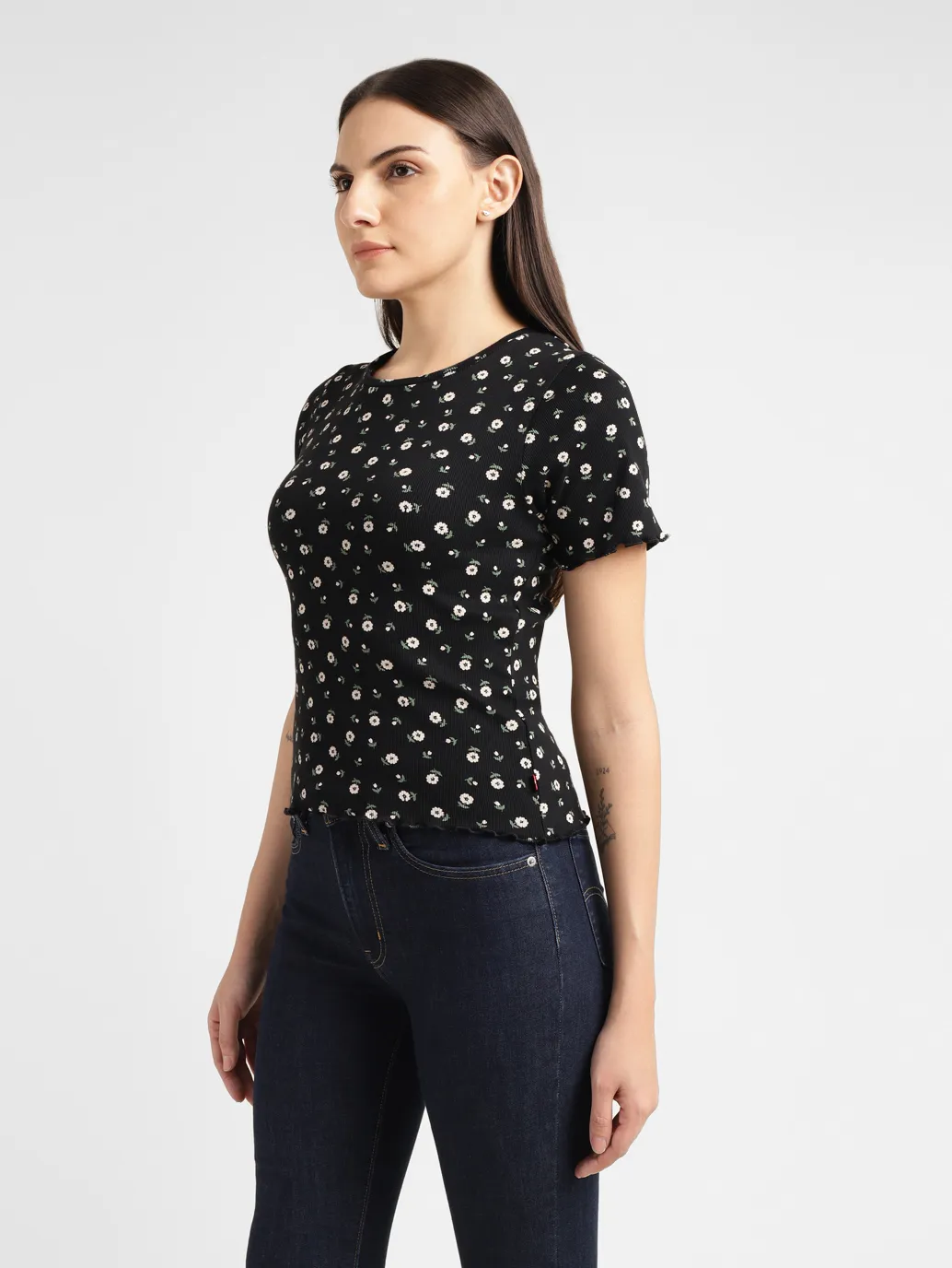 Women's Floral Print Crew Neck Top - Image 4