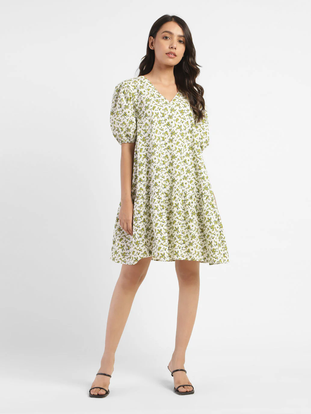 Women's Floral Print V Neck Dress - Image 2