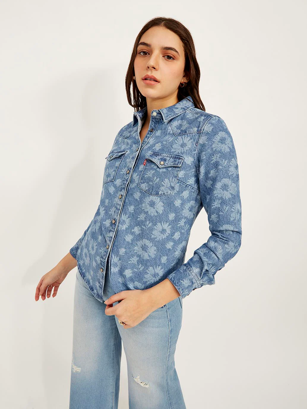 Women's Floral Spread Collar Shirt