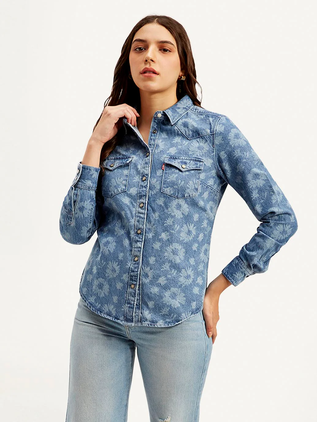 Women's Floral Spread Collar Shirt - Image 2